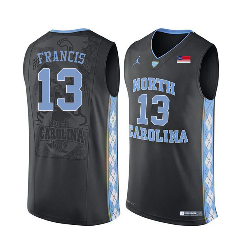 Men #13 Jeremiah Francis North Carolina Tar Heels College Basketball Jerseys Sale-Black